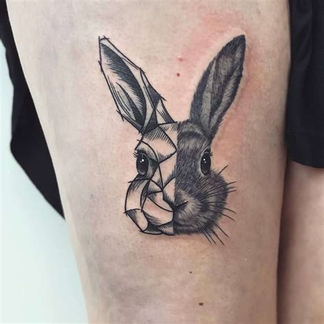 geometric bunny tattoo|Geometric Rabbit Tattoo